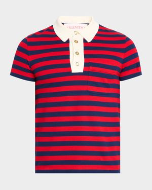 Men's Stripe Cotton Pique Polo Shirt