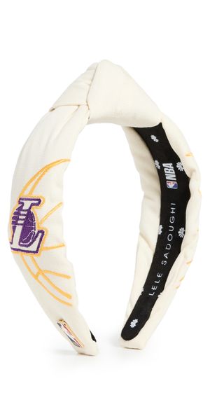 Lele Sadoughi Lele x LA Lakers Embroidered Headband Ivory 100 One Size