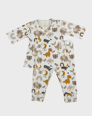Boy's Safari Love Top W/ Pants Set, Size Newborn-12M