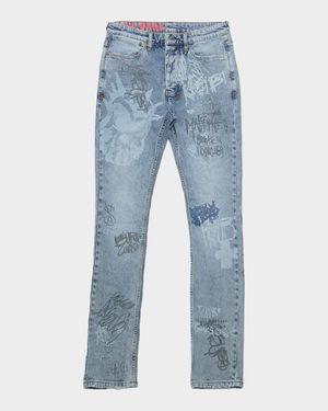 Men's Van Winkle Graffiti Print Skinny Jeans