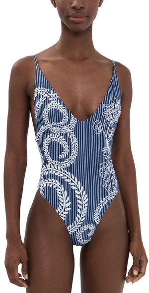 Agua Bendita Luca Batik Embroidered One Piece Azul Claro M