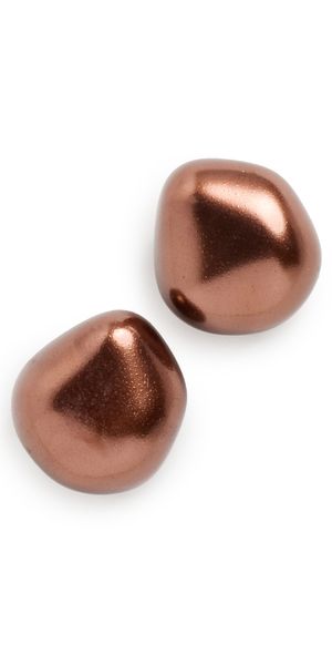 Kenneth Jay Lane Copper Pearl Nugget Gold Pierced Earrings Copper Pearl One Size