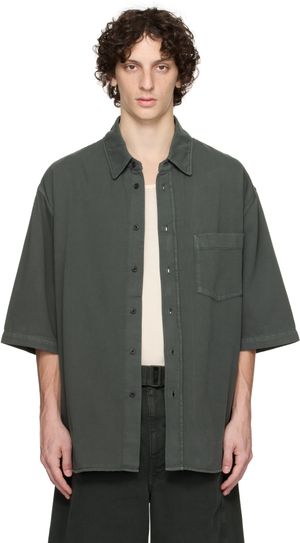 LEMAIRE Chemise à manches courtes grise en denim