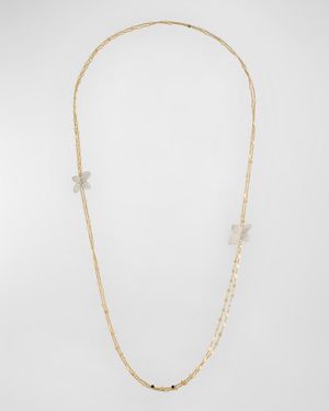 Gardini Segreti 18K White Gold Necklace with Diamond Flowers