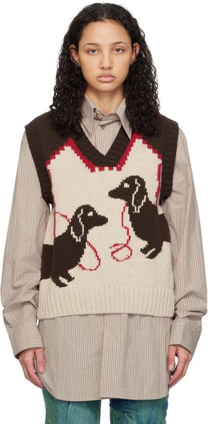 S.S.DALEY Gilet Harold brun et beige