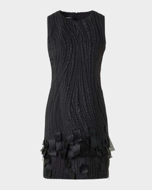 Waves And Ribbons Jacquard Sleeveless Mini Dress