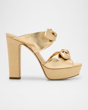 Rua 120 Raffia and Leather Platform Sandals
