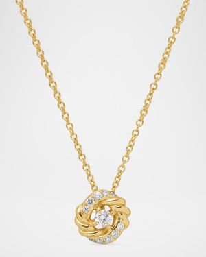 Petite Infinity Pendant Necklace with Diamonds in 18K Gold, 8mm