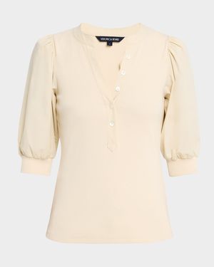 Coralee Puff Sleeve Button-Front Top