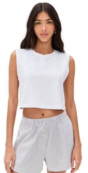 Leset Margo Sleeveless Henley White XL