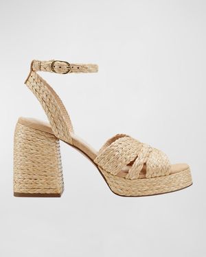 Raffia Ankle-Strap Platform Sandals