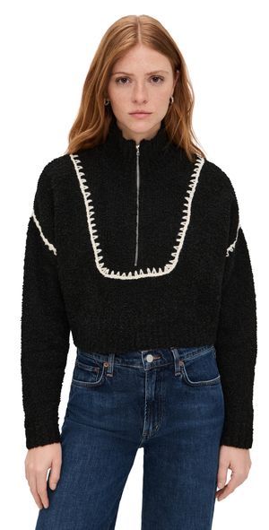 STAUD Cropped Hampton Sweater Black XL