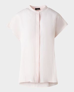 Linen Voile Button-Front Blouse