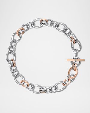 DY Mercer Necklace with Diamonds and 18K Rose Gold in Silver, 25mm, 17"L