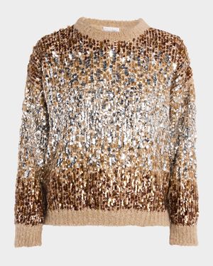 Degrade Pailette Mohair Crewneck Sweater