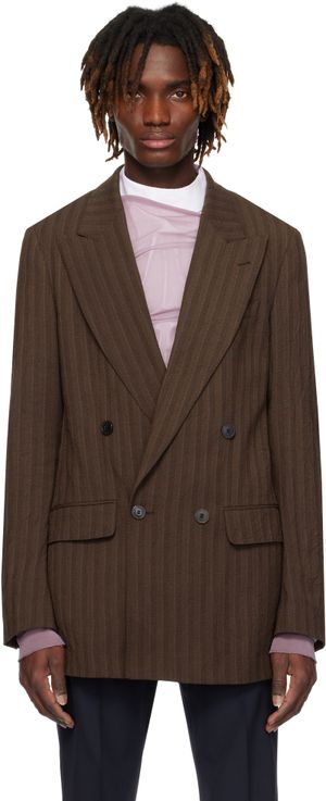 Dries Van Noten Brown Double-Breasted Blazer