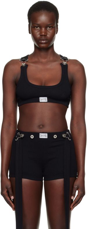 Jean Paul Gaultier Black 'The Cropped Patch' Tank Top