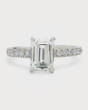Platinum Emerald-Cut Lab-Grown Diamond Ring