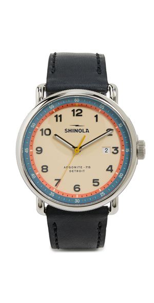 Shinola Canfield Model C56 3hd 43mm, Navy Leather Watch Cream 43mm