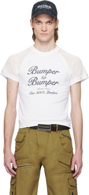 Martine Rose T-shirt écourté blanc à manches en filet
