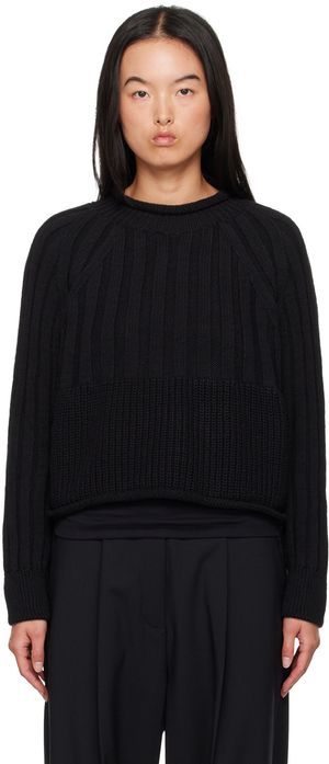 Cordera Black Ribbed Cotton Sweater