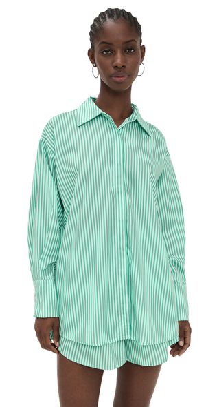 Lioness Boyfriend Shirt Green Stripe XL
