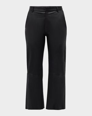 Cropped Baggy Low-Rise Leather Trousers