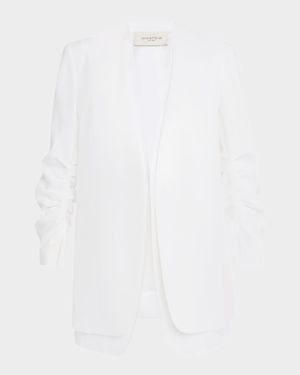 Layered Pleated-Sleeve Blazer
