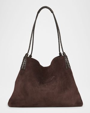 Libra Medium Suede Shopper Tote Bag