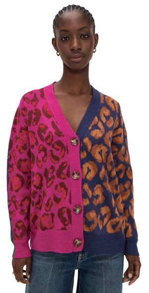 FARM Rio Mixed Ikat Leopard Cardigan Ikat Dyed Leopard Mixed S