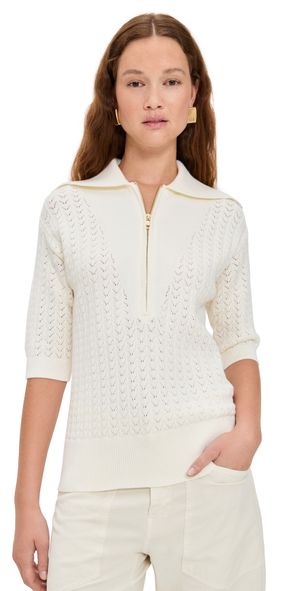 Varley Arney Half Zip Knit Polo Egret XL