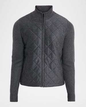 Men's Quilted Full-Zip Sweater