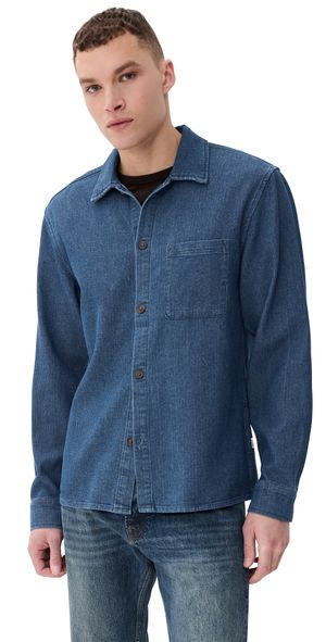 Rhythm Textured Wale Long Sleeve Shirt Washed Indigo XL