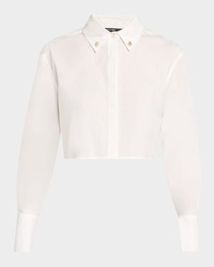 Anna Cropped Open-Back Boyfriend Shirt