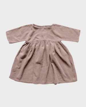 Girl's Oversized Organic Muslin Dress, Size 3M-9