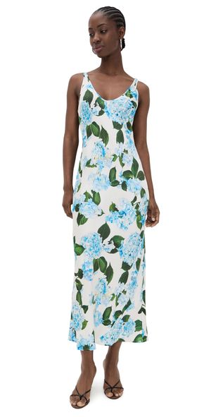 L'AGENCE Akiya Tank Dress Ivory/Light Blue Hydrangea L