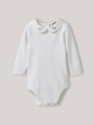 Cyrillus - Body col brodé en coton biologique - Taille 18M - Blanc