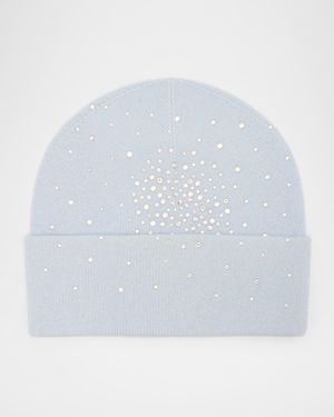 Crystal Embroidered Cashmere Beanie