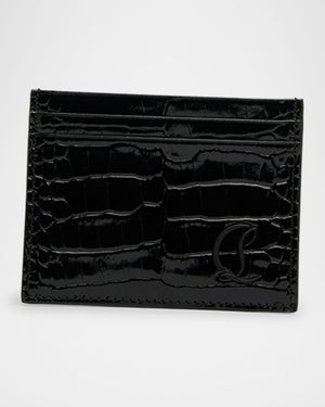 Men's Mooncrest Croc-Print Leather Card Holder