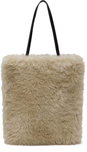AMOMENTO Beige Faux-Fur Tote