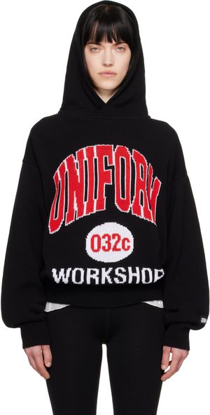 032c Black Lucky Strike Knit Hoodie