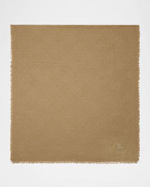 Wool & Silk Check Jacquard Scarf