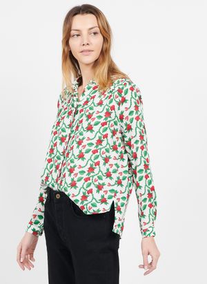 Soi Paris - Chemisier col classique imprimé - Taille 42 - Blanc