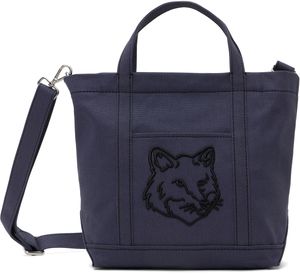 Maison Kitsuné Petit cabas bleu marine à logo de renard