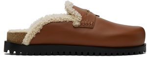 Versace Tan Shearling Medusa Mules