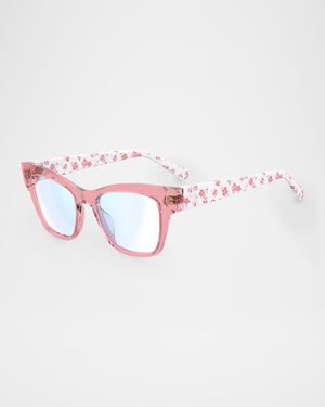 myno cat eye blue block reading glasses, 2.0 strength