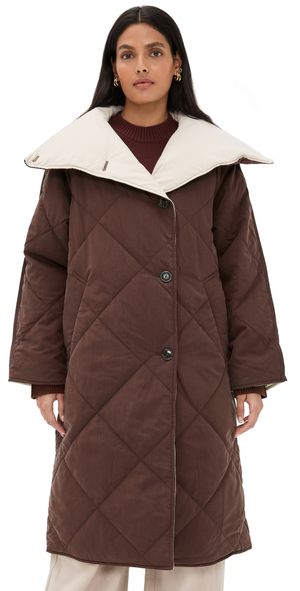 Varley Annalise Reversible Wrap Coat Deep Mahogany XS