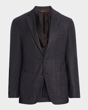 Men's Silk and Cashmere Windowpane Sport Coat