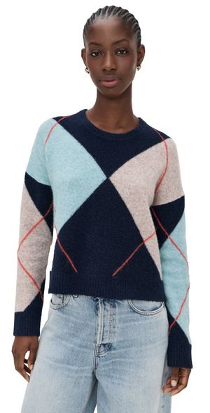 Stateside Argyle Crew Neck Sweater Navy Multi M