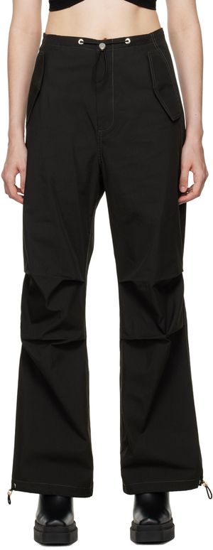 Dion Lee Pantalon noir en tissu à parachute à barillets